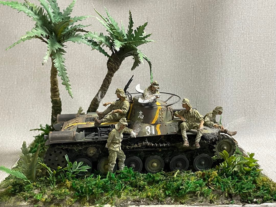 戦車ジオラマ　1/35 日本陸軍97式戦車と戦車兵
