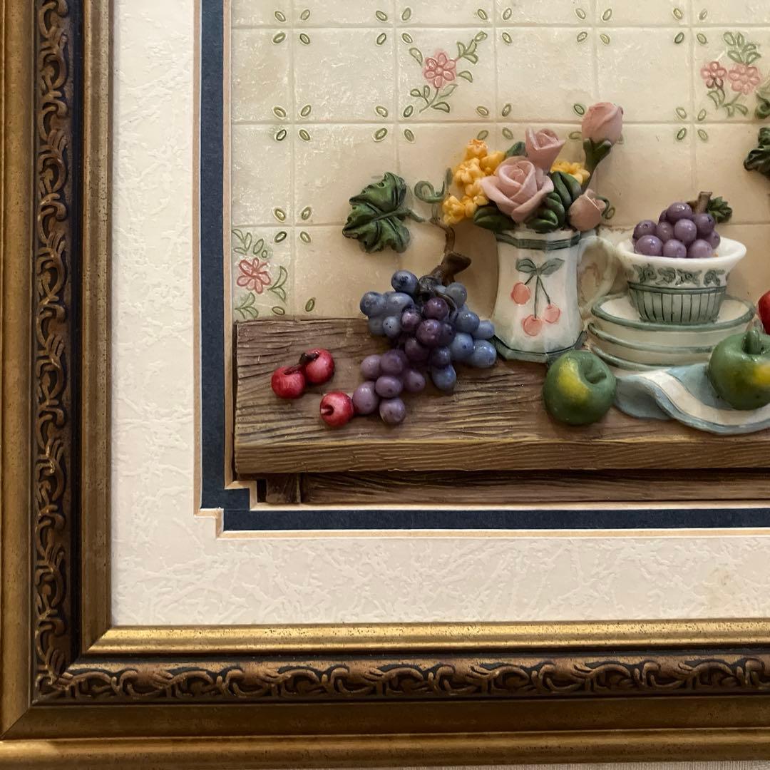 立体樹脂絵　インテリア　アンティーク 木製額