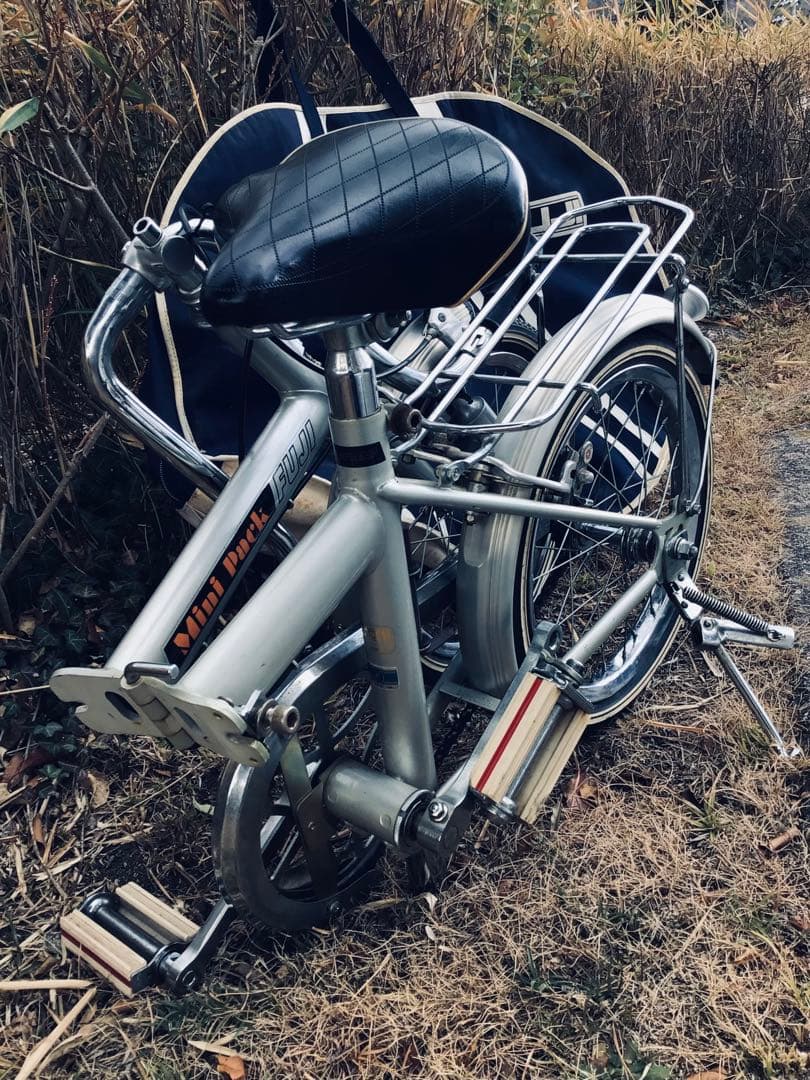 昭和レトロ 当時物 FUJI 折りたたみ自転車 ミニパック 専用輪行バッグ付き