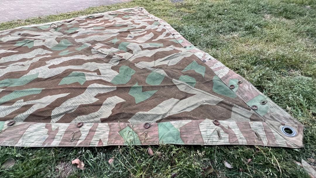 実物　ドイツ国防軍　ナチ◯ドイツ　軍幕　1945年製　スプリンターカモ