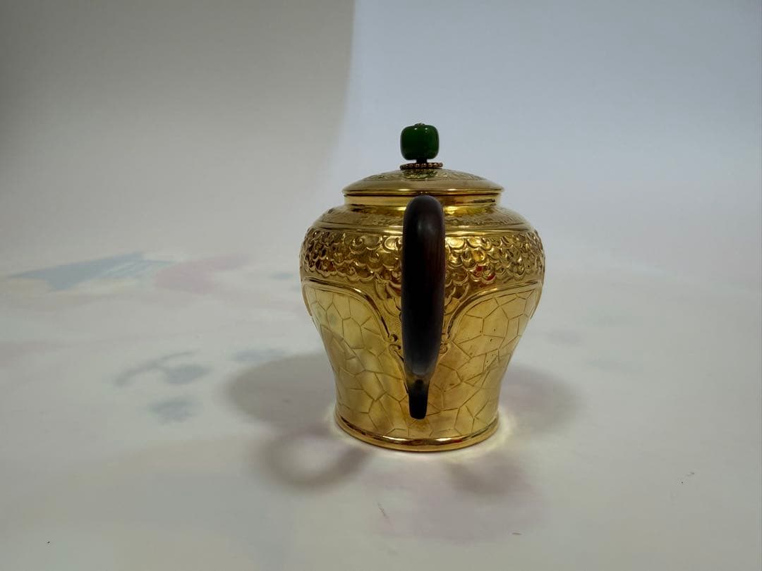 純銀製 饕餮文 獣口 金メッキ 急須 銀瓶 煎茶道具