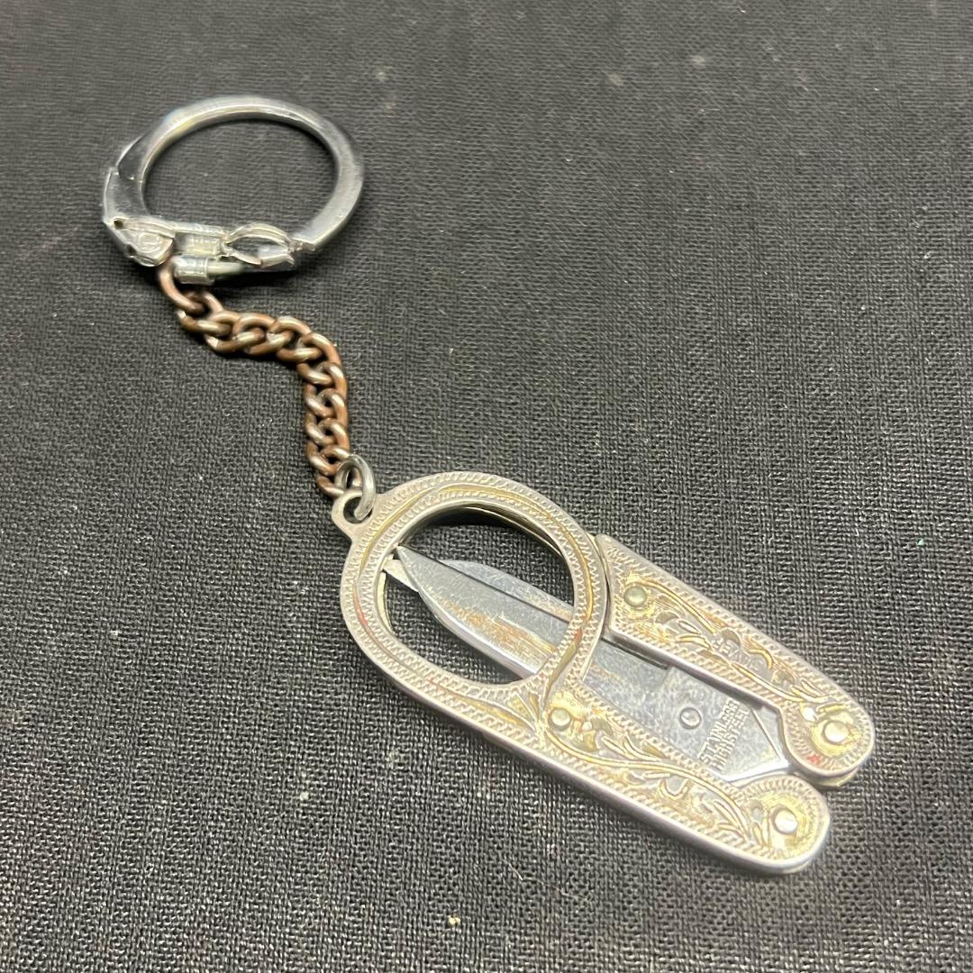 〇Bb右1183 ハサミ キーホルダー ステンレス製 シルバー　藤本ナイフ
