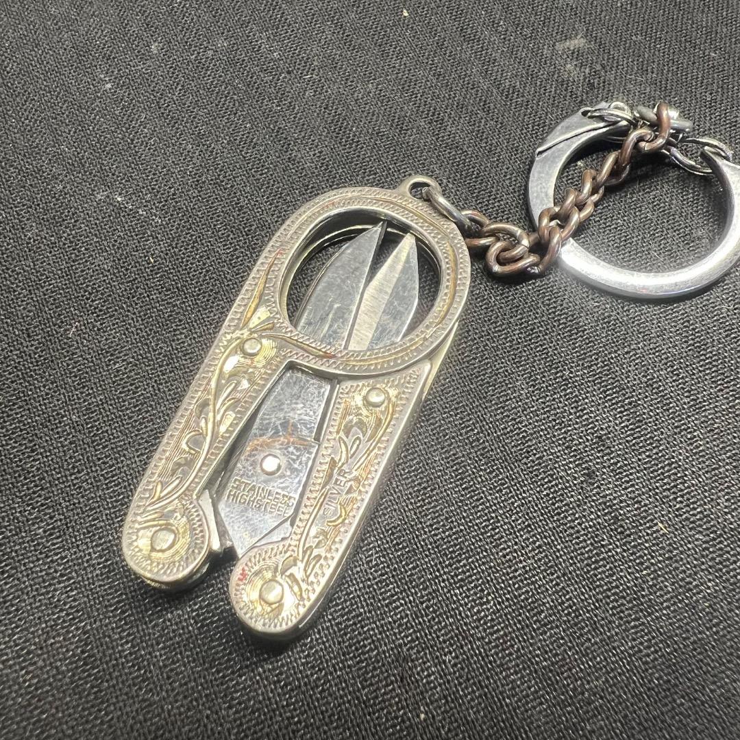 〇Bb右1183 ハサミ キーホルダー ステンレス製 シルバー　藤本ナイフ