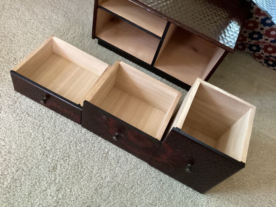 ❤️大寒セール❤️ 鎌倉彫・鏡台・三面鏡・牡丹花・昭和レトロ