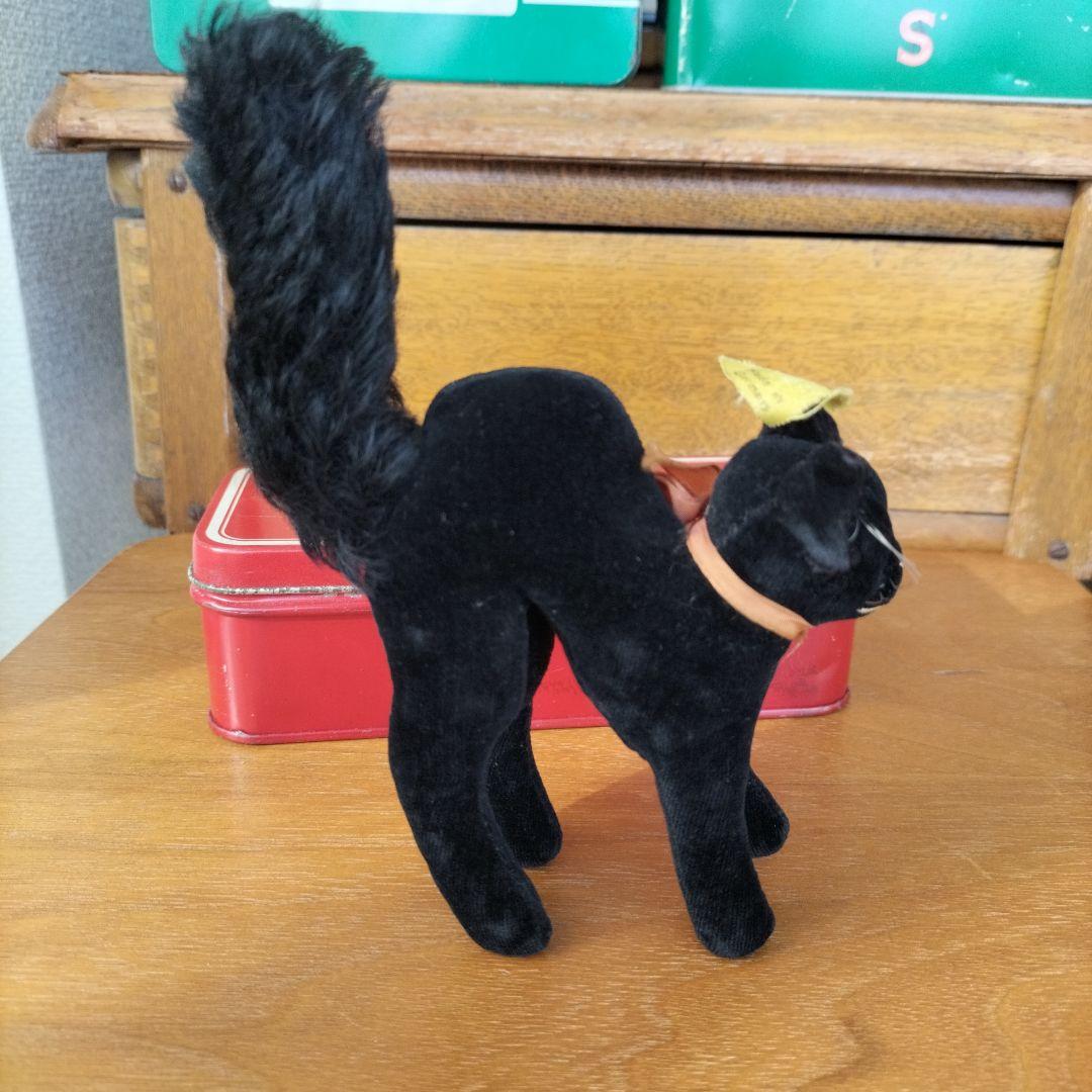 ビンテージ　シュタイフ　トム　キャット　黒猫　別珍製　高さ１０cm　②