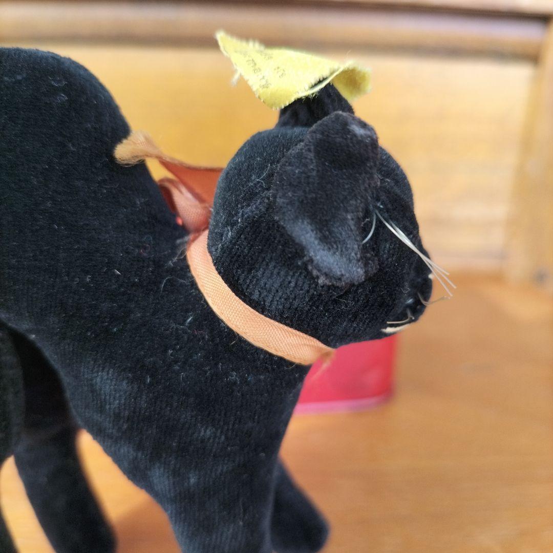 ビンテージ　シュタイフ　トム　キャット　黒猫　別珍製　高さ１０cm　②