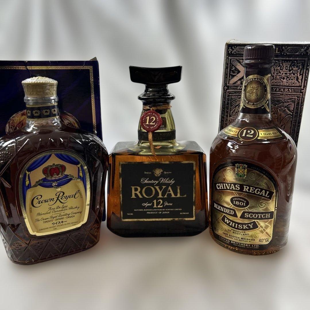 ウイスキー ロイヤルクラウン．ロイヤル12年.シーバスリーガル未開封3点セット