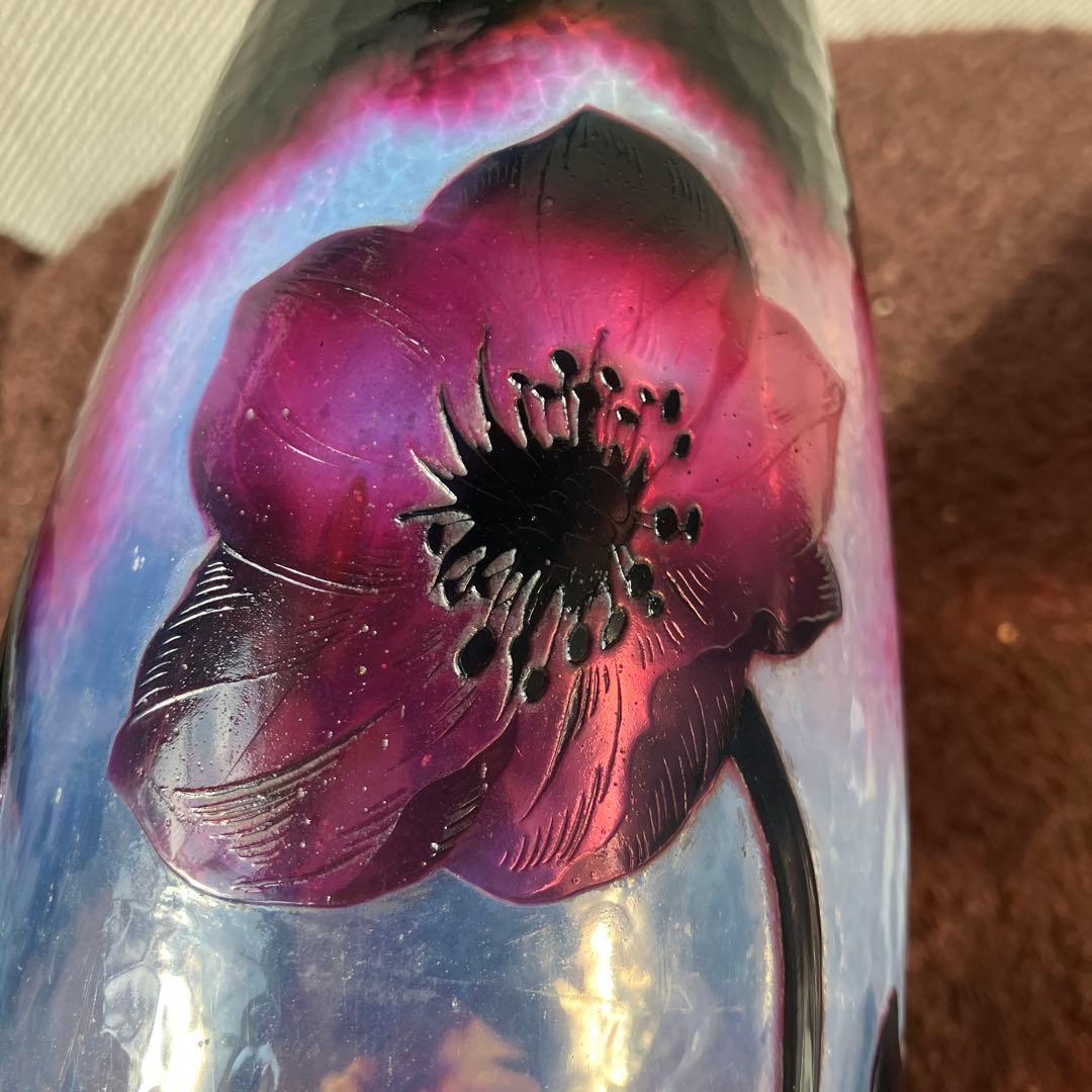 Y*E様 ドーム・ナンシー　花のデザイン ガラス花瓶 黒紫