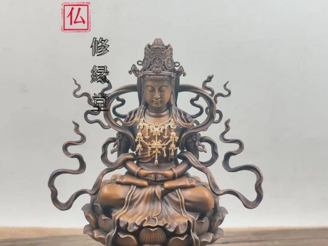 【修縁堂】 密教法具古美術品 阿弥陀仏 青銅着色 真言宗 法器