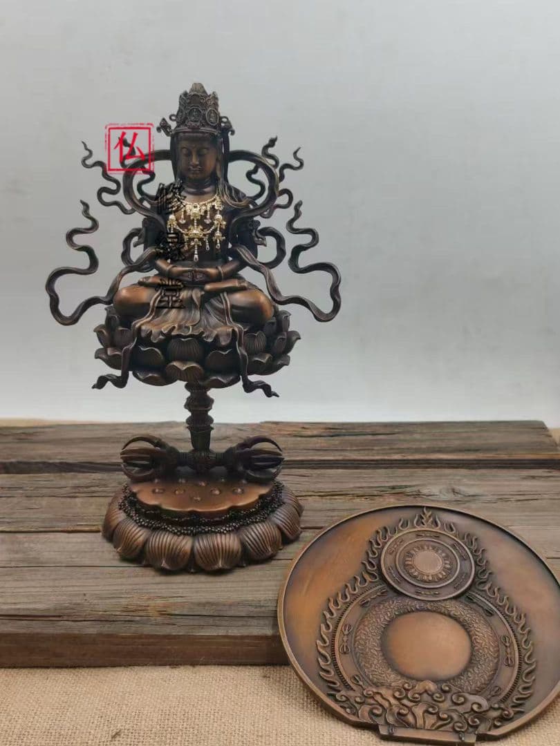 【修縁堂】 密教法具古美術品 阿弥陀仏 青銅着色 真言宗 法器