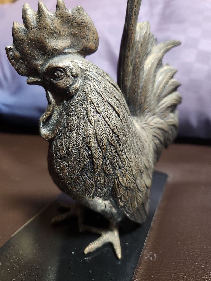 鶏　青銅製　置物　桐箱入り　銘入り　村田宏作　高岡伝統美術品　開運干支　鶏