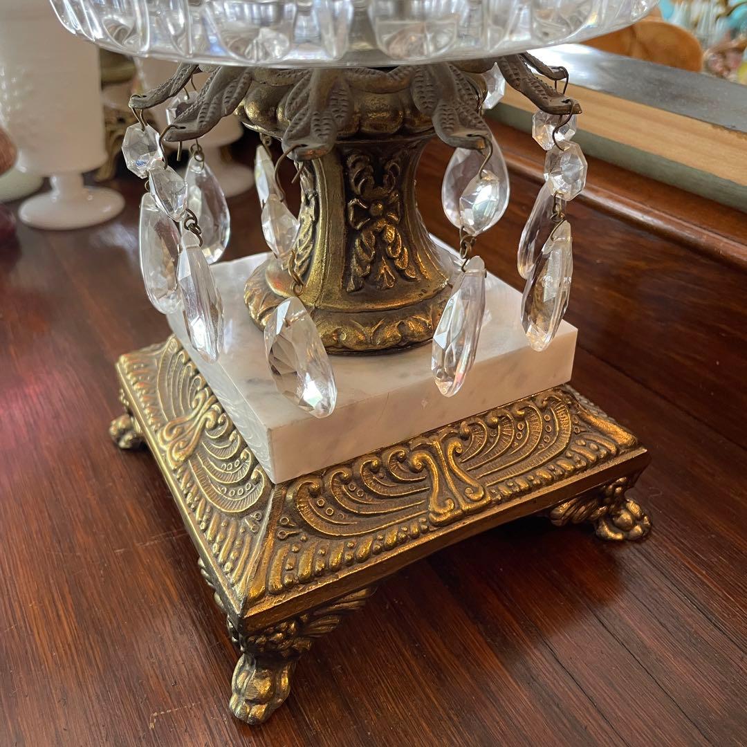 豪華！40s〜50sアメリカアンティーク　大理石&クリスタル付き大型ガラス容器