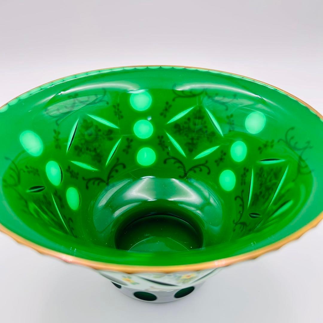 【ボヘミアンガラス　ボウル　キャンディーポット　チェコ】bohemian