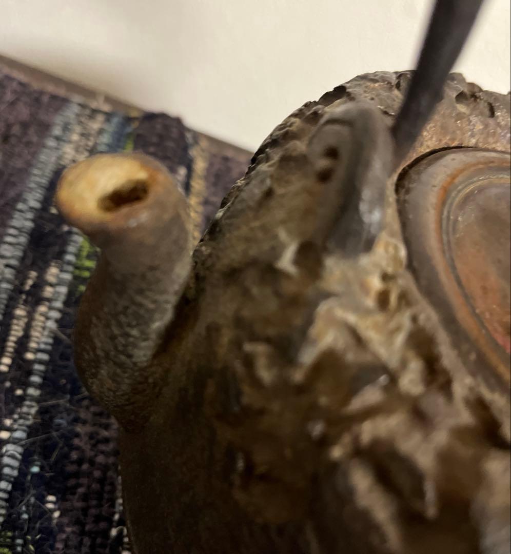 龍文堂　造　岩場　蟹紋　鉄瓶　ジャンク