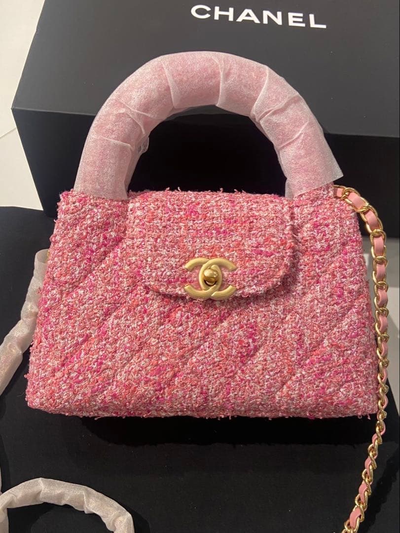 シャネル マトラッセ ツイード ハンドバッグ ピンク ノベルティ