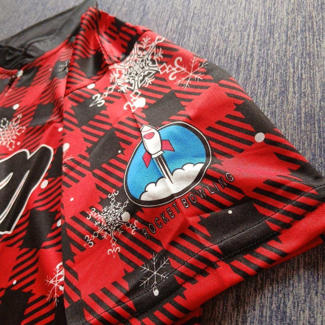 ✨新品✨ボウリングウェア　日本サイズL　ストーム　レッド　チェック　雪　トナカイ