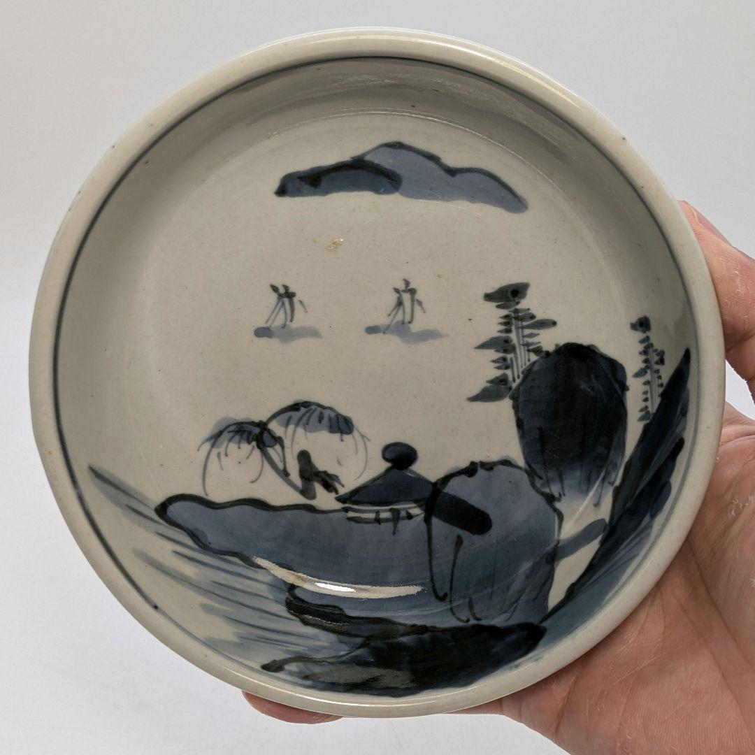 江戸末期 古伊万里 くらわんか皿 染付山水図 食器 有田焼 伊万里焼 中鉢 小鉢