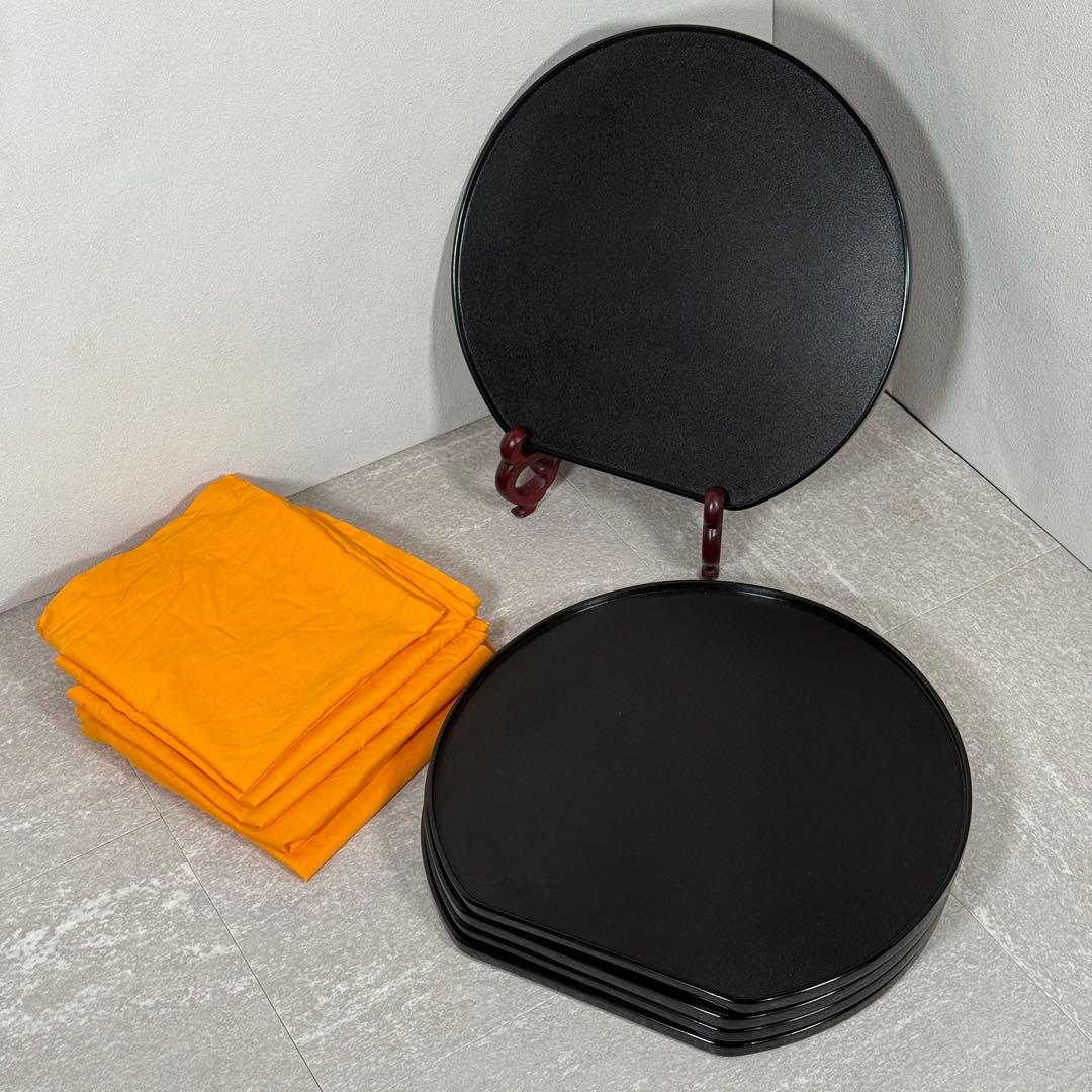 輪島屋本店謹製 輪島塗 卓上膳 五客 天然木 本漆 地の粉下地 半月膳