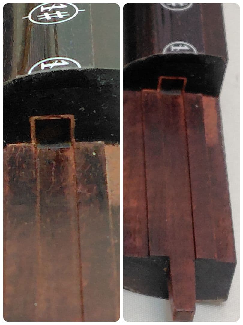 C059 【中古】三味線（子持ち綾杉／金細／二本溝）ケース・付属あり／修理前提