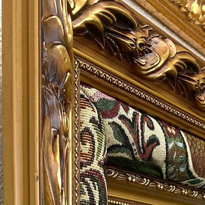 絵画　風景画　フランス・ゴブラン織り使用　良質キャンバス　豪華　金枠　額絵