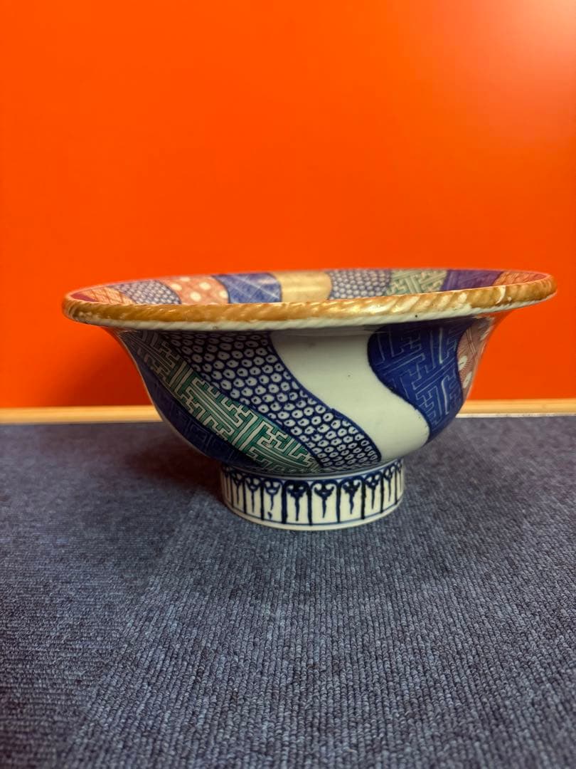 1849  古伊万里 染付 色絵 菓子鉢　萬暦年製銘　時代物