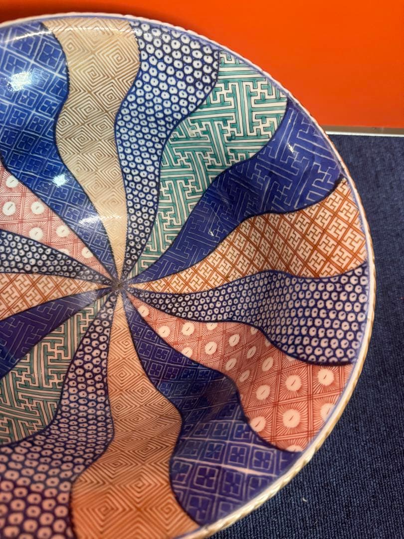 1849  古伊万里 染付 色絵 菓子鉢　萬暦年製銘　時代物