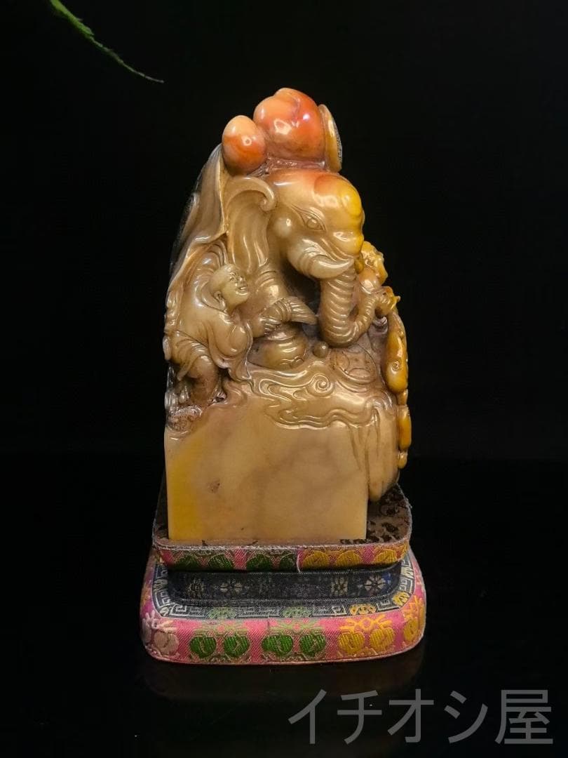 【羅漢賜宝・財富双全】印章・寿山石极品水晶三彩田黄石｜仏教神像彫刻印鑑｜丁敬作款