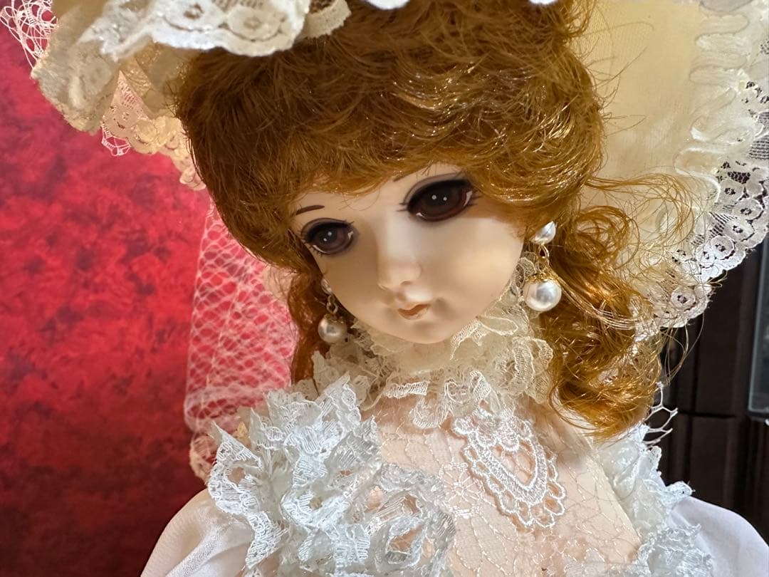 希少・特大　昭和レトロ スキヨ人形 フランス人形 リボン印 ウエディング　白