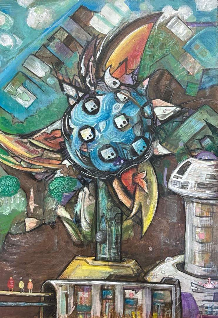 供給システム　アクリル画　原画