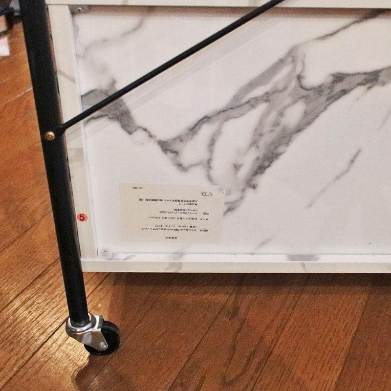 大理石柄 引出し付シェルフ マーブルホワイト 収納 飾り棚 399-2727