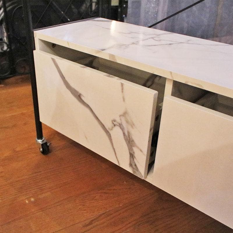 大理石柄 引出し付シェルフ マーブルホワイト 収納 飾り棚 399-2727