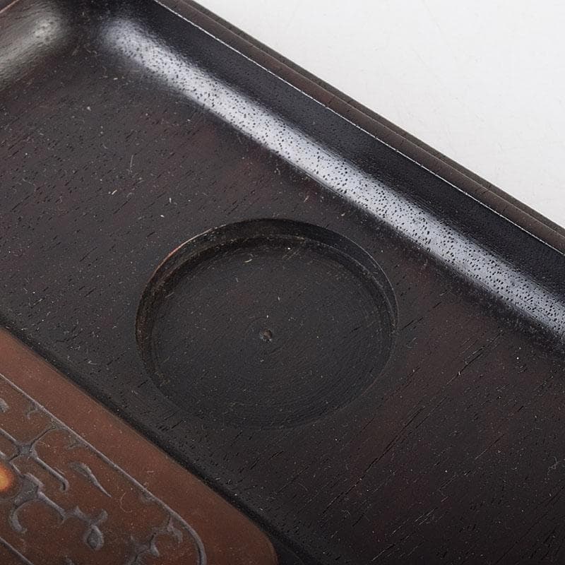 中国　書道具　端渓硯　水孟　唐木箱　M　R7819