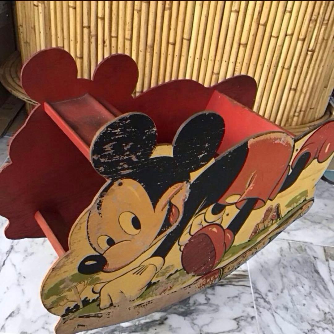 ミッキーマウス W.D.P. ビンテージ 子供用木製ロッキング 特大サイズ