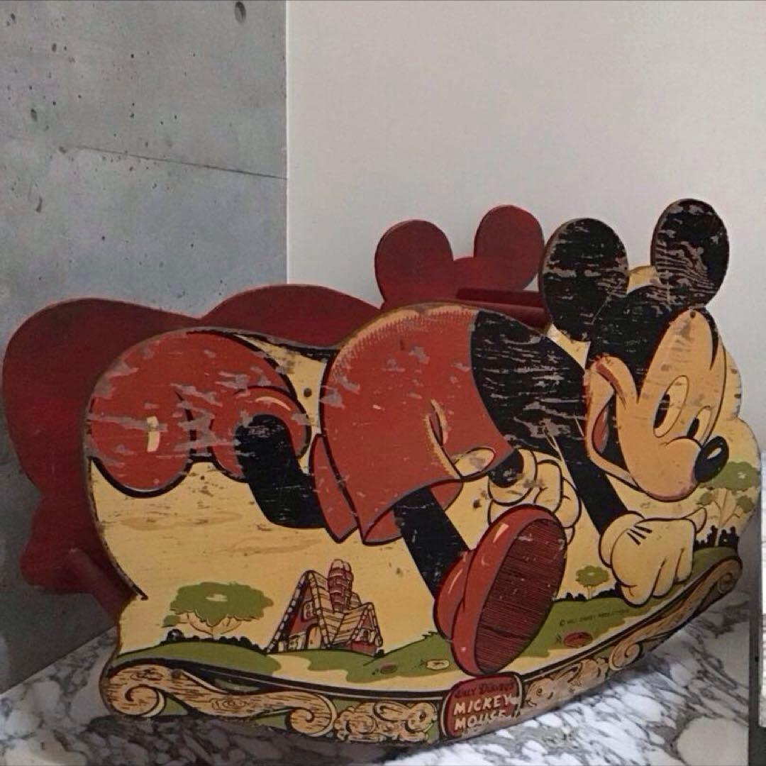 ミッキーマウス W.D.P. ビンテージ 子供用木製ロッキング 特大サイズ