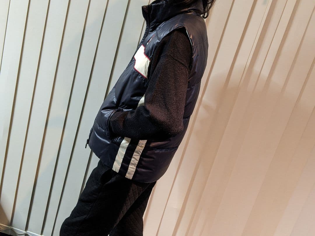 ルコック　ゴルフ　ダウンベスト　ナイロン　ウェア　デサント　アウター　紺　防寒