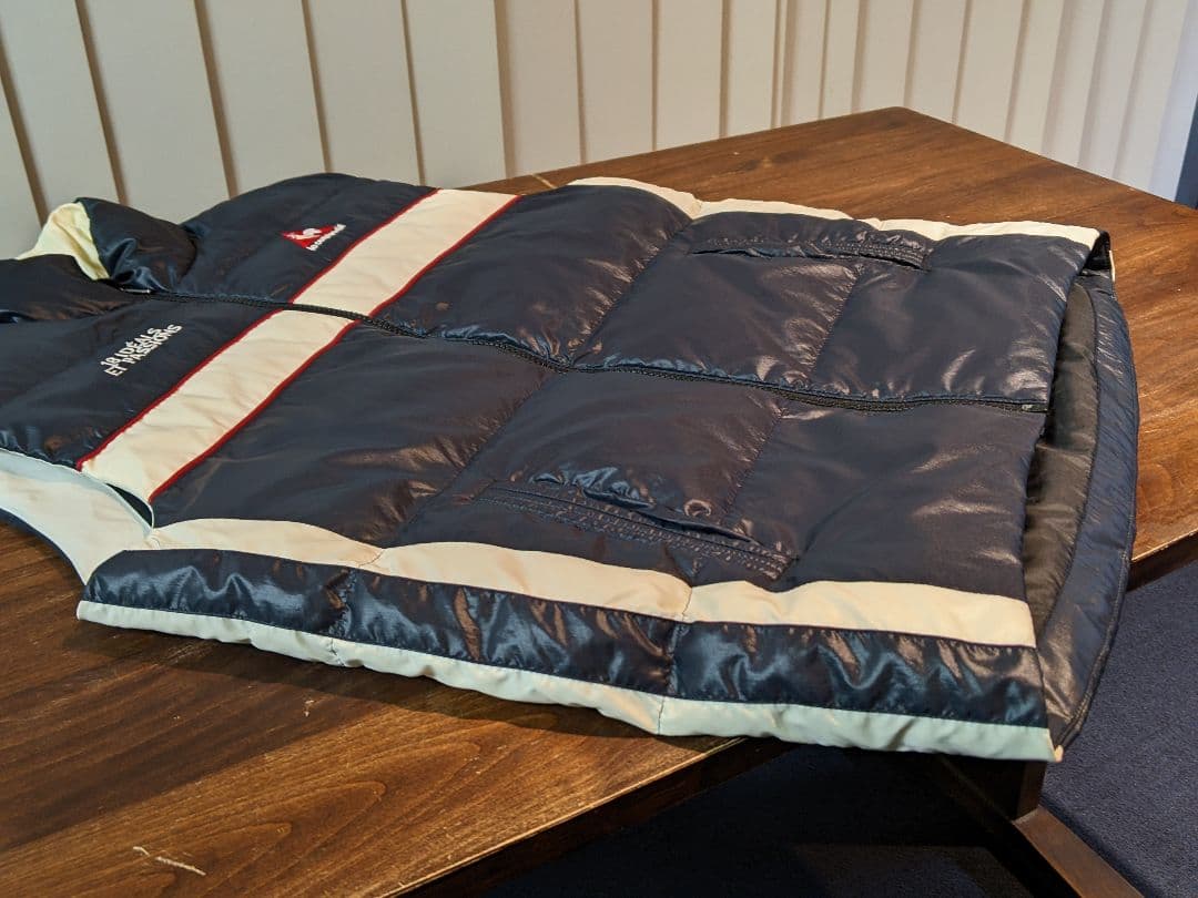 ルコック　ゴルフ　ダウンベスト　ナイロン　ウェア　デサント　アウター　紺　防寒