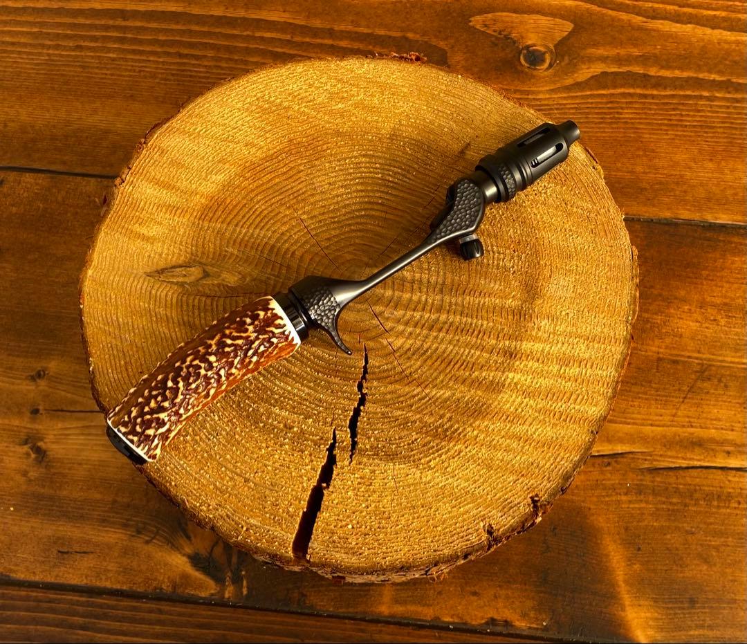 ガングリップ　ブラック　鹿の角グリップ　ハンドメイド　渓流釣り　トラウトロッド