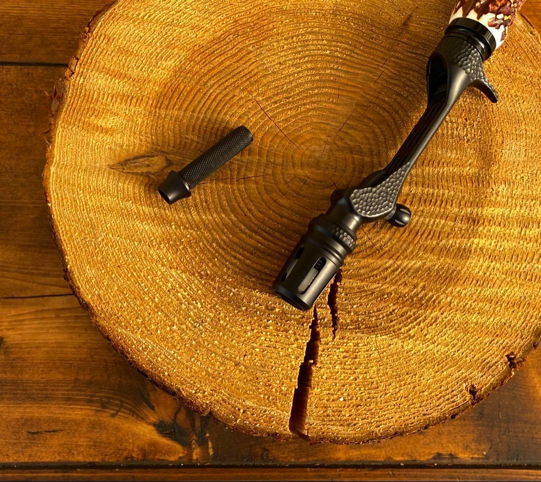 ガングリップ　ブラック　鹿の角グリップ　ハンドメイド　渓流釣り　トラウトロッド