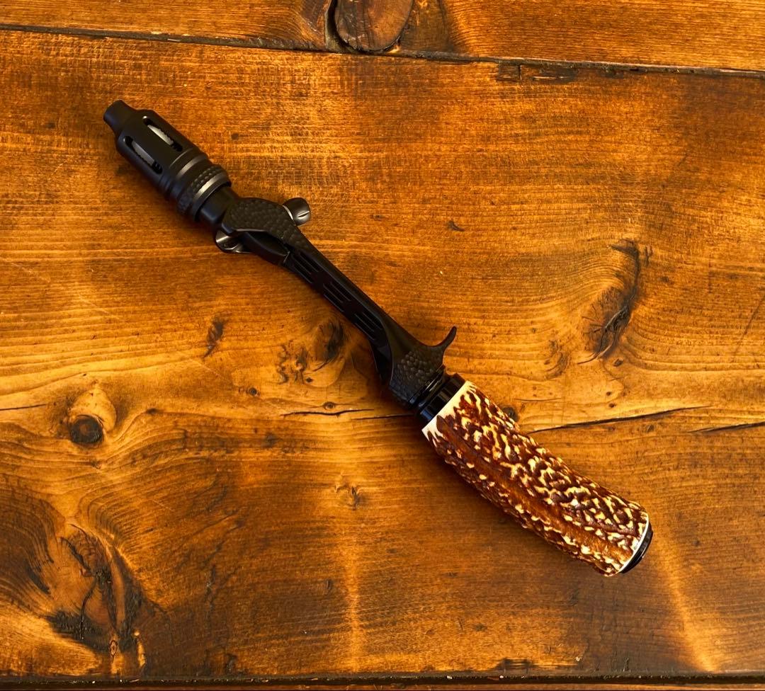 ガングリップ　ブラック　鹿の角グリップ　ハンドメイド　渓流釣り　トラウトロッド