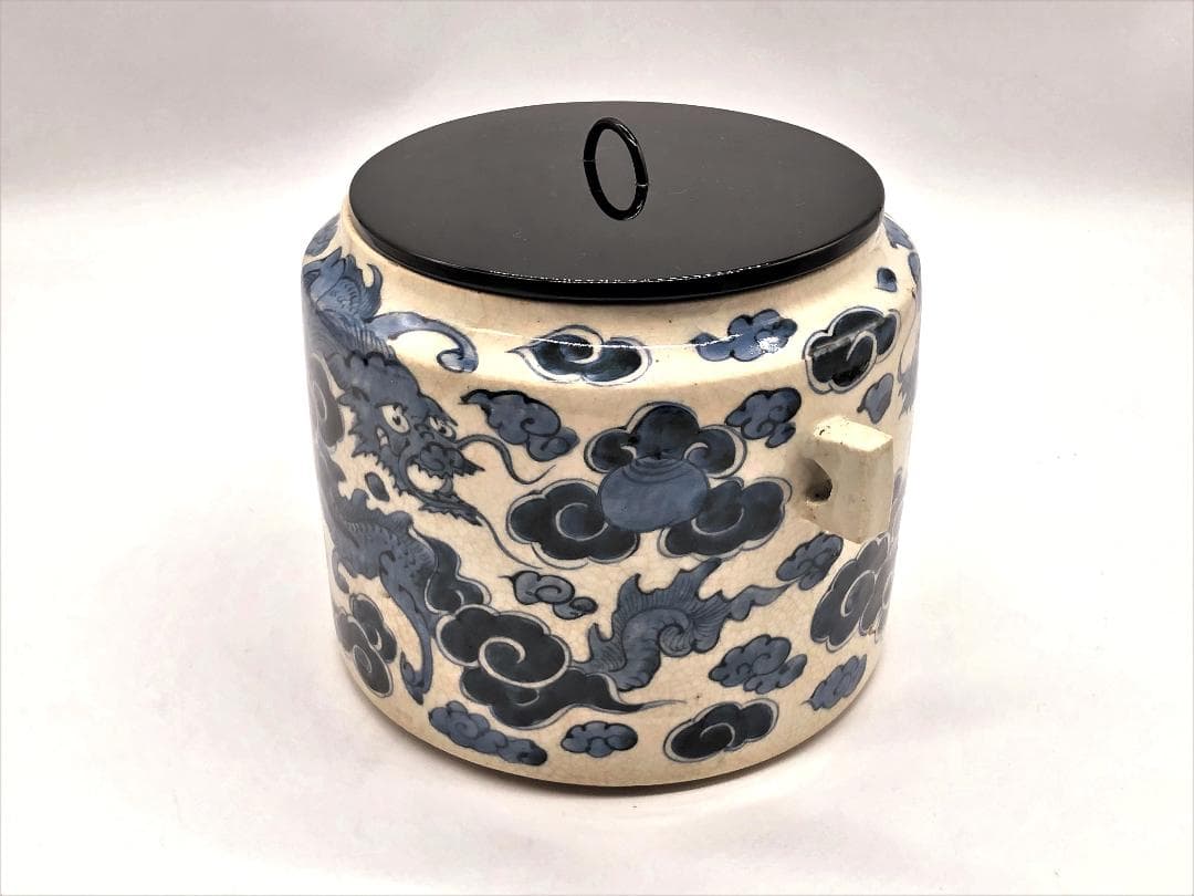 【 呉須水指 】　唐物骨董　清朝古玩　桐箱付き　　　　N0505I