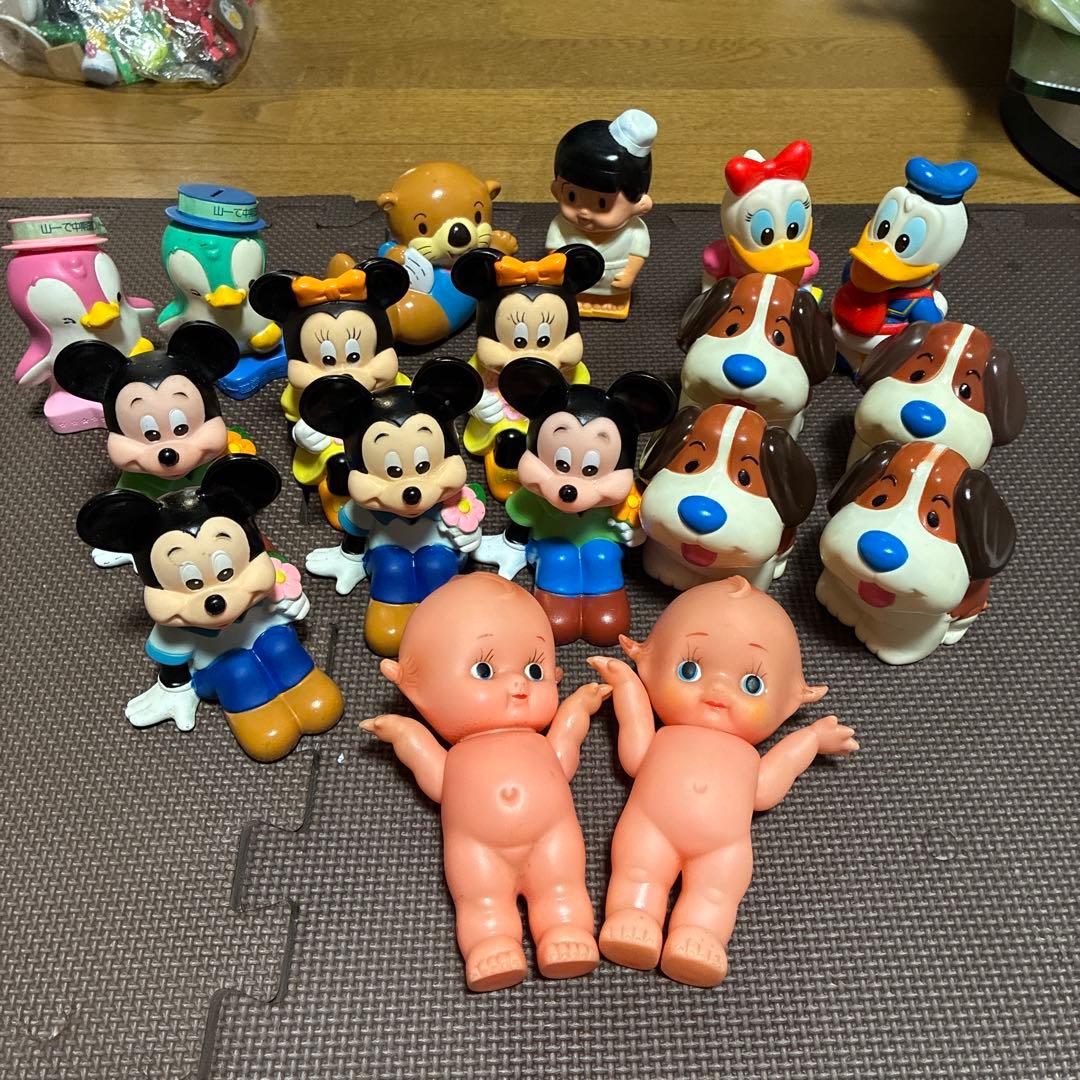 超希少ディズニーレトロ　ソフビ貯金箱ミッキーマウスキューピー山一三菱ワリコー三洋