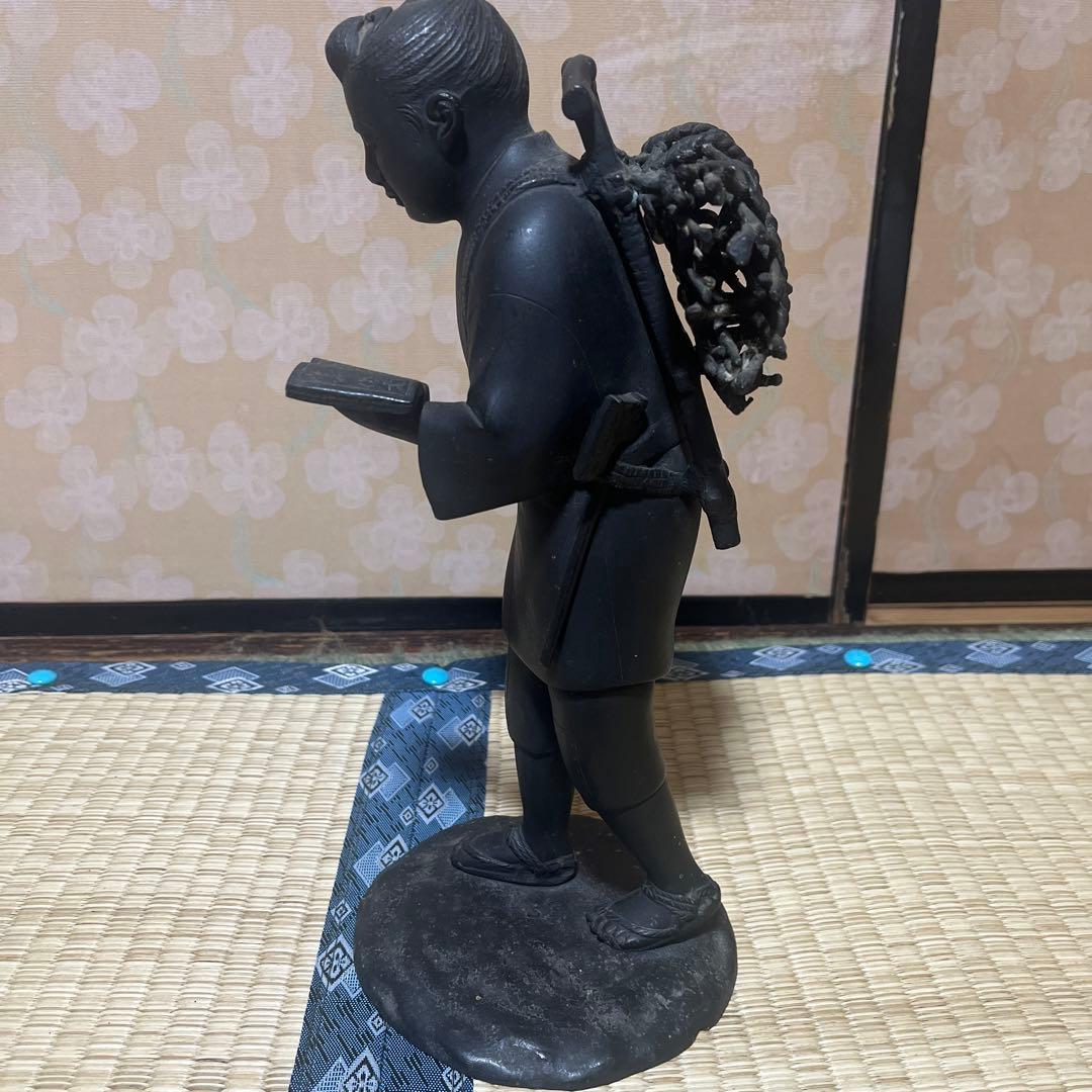 金属製 彫刻 にのみやきんじろう像　約20cm