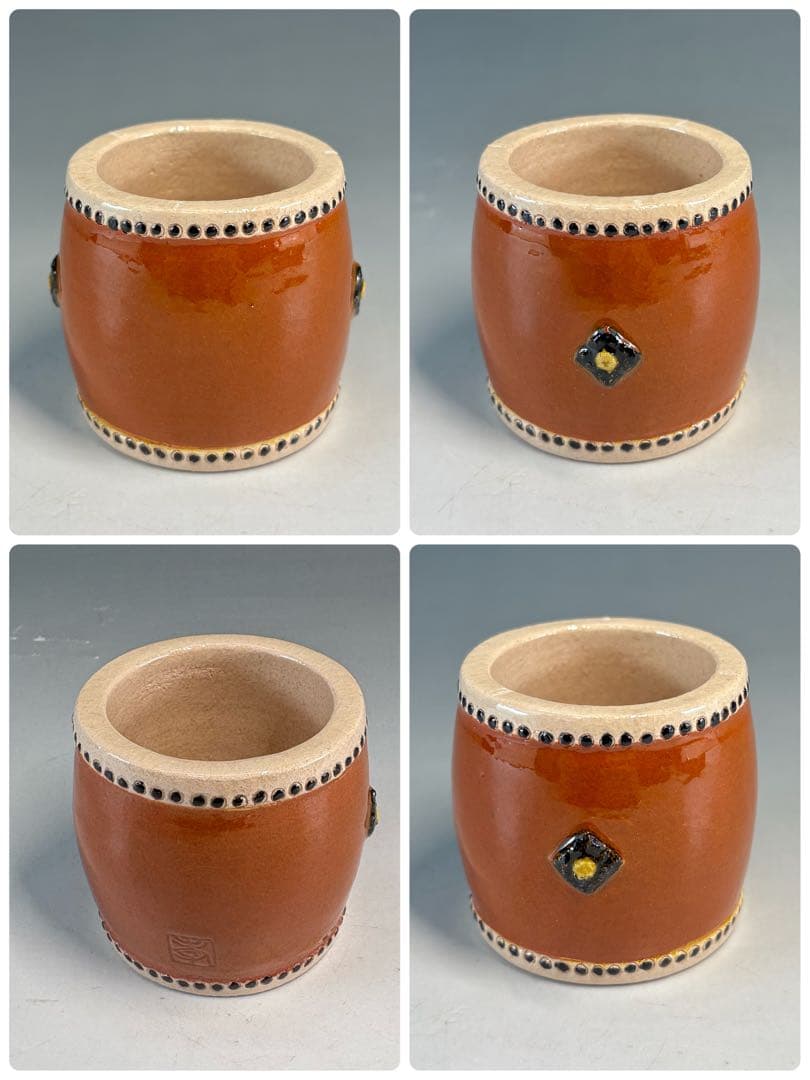 【中古品】高野昭阿弥造　色絵横笛香合　吉向孝造　太鼓蓋置〈税込•送料込〉笛や太鼓