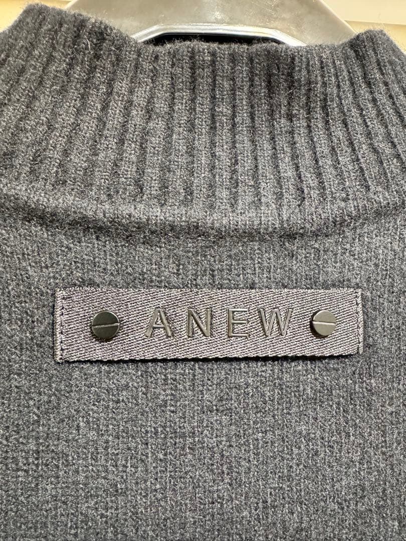 美USED ANEW GOLF メンズ モックネックボーダー刺繍ロゴニット