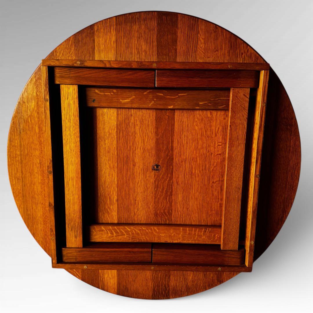 【美品】RUDO ルドー 楢（ナラ）材 折り畳み ちゃぶ台 円卓 無垢材