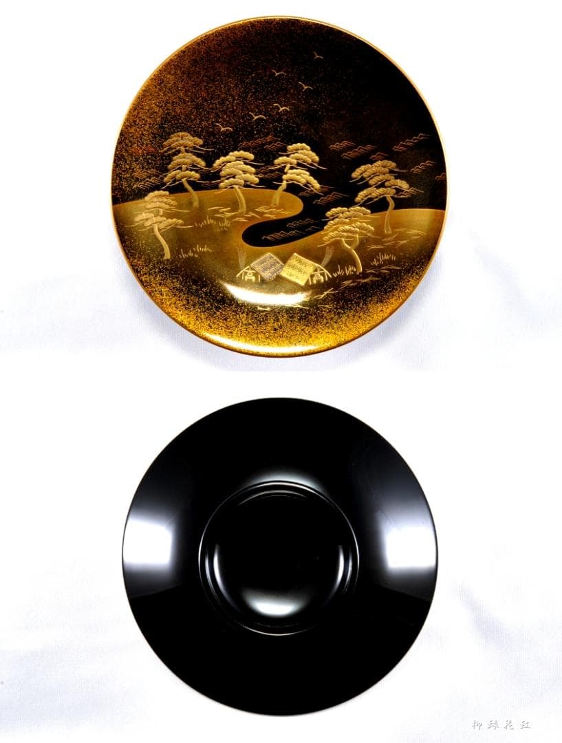 堂畑勝峯 輪島塗 塩釜蒔絵 茶托・銘々皿 五 共箱