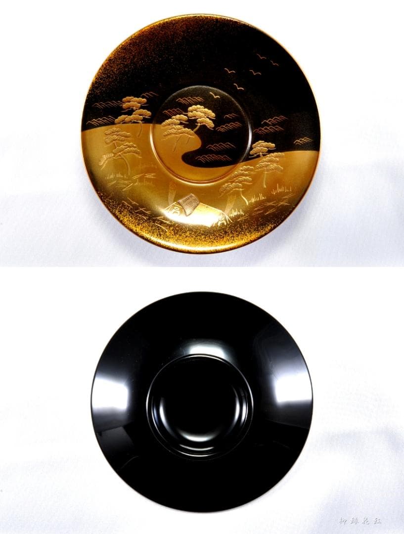 堂畑勝峯 輪島塗 塩釜蒔絵 茶托・銘々皿 五 共箱