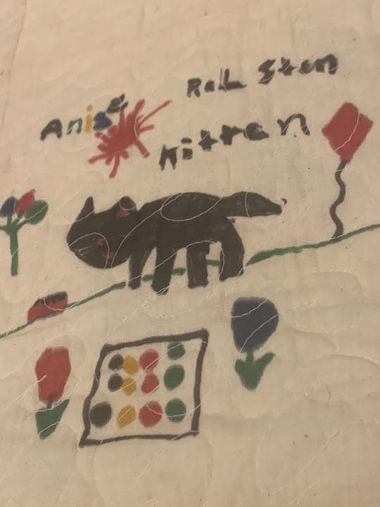 売約済み　アンティーク　パッチワーク　キルト  子どもの絵　アメリカ　テキサス