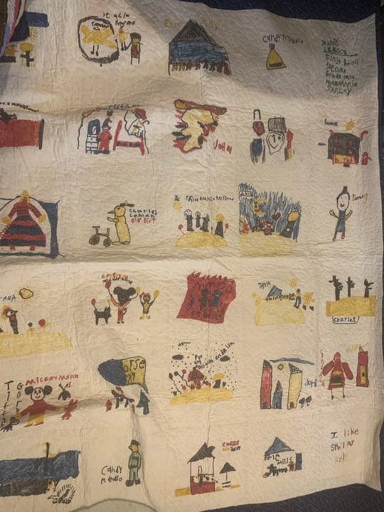 売約済み　アンティーク　パッチワーク　キルト  子どもの絵　アメリカ　テキサス