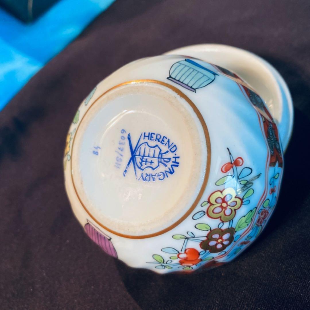 1839年19CアンティークヘレンドSH上海シノワズリ☆ケース付★金彩☆希少